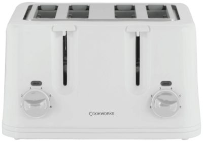 Cookworks - Toaster - KT-223 - 4 Slice - White.